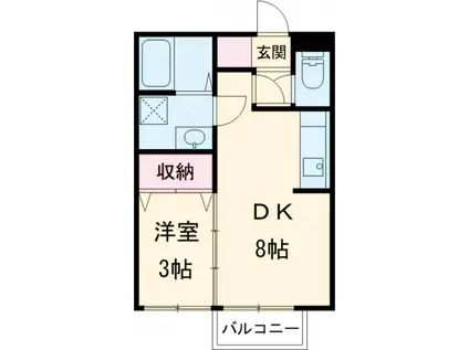 エリカC棟(1SK/1階)の間取り写真