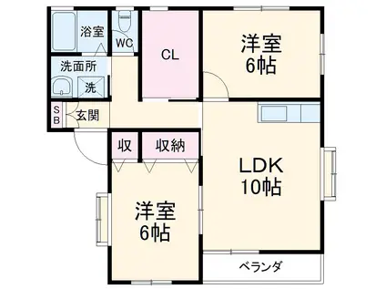 シルクハウス(2LDK/1階)の間取り写真