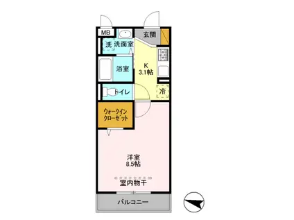 エポック(1K/3階)の間取り写真