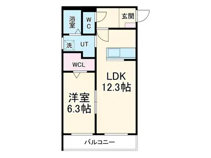 VILLA浄水(1LDK/5階)の間取り写真