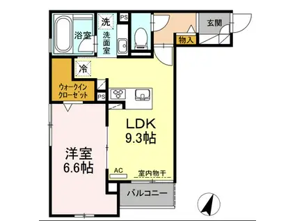 グランテラス土橋(1LDK/1階)の間取り写真