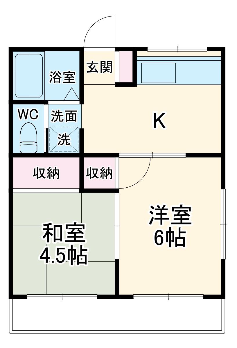 第六浅井マンション(2K/3階)の間取り写真