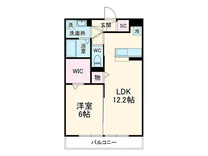 ロータス草加Ⅰ(1LDK/2階)の間取り写真