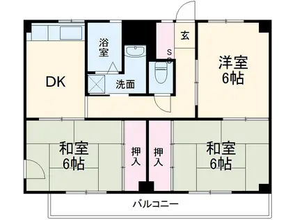 ビレッジハウス古和釜2号棟(3DK/3階)の間取り写真