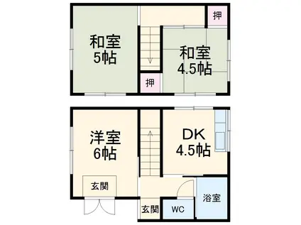 京成電鉄松戸線 五香駅 徒歩13分 2階建 築56年(3DK)の間取り写真