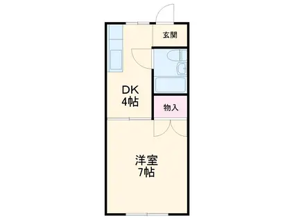 オランジュベール日永(1DK/2階)の間取り写真