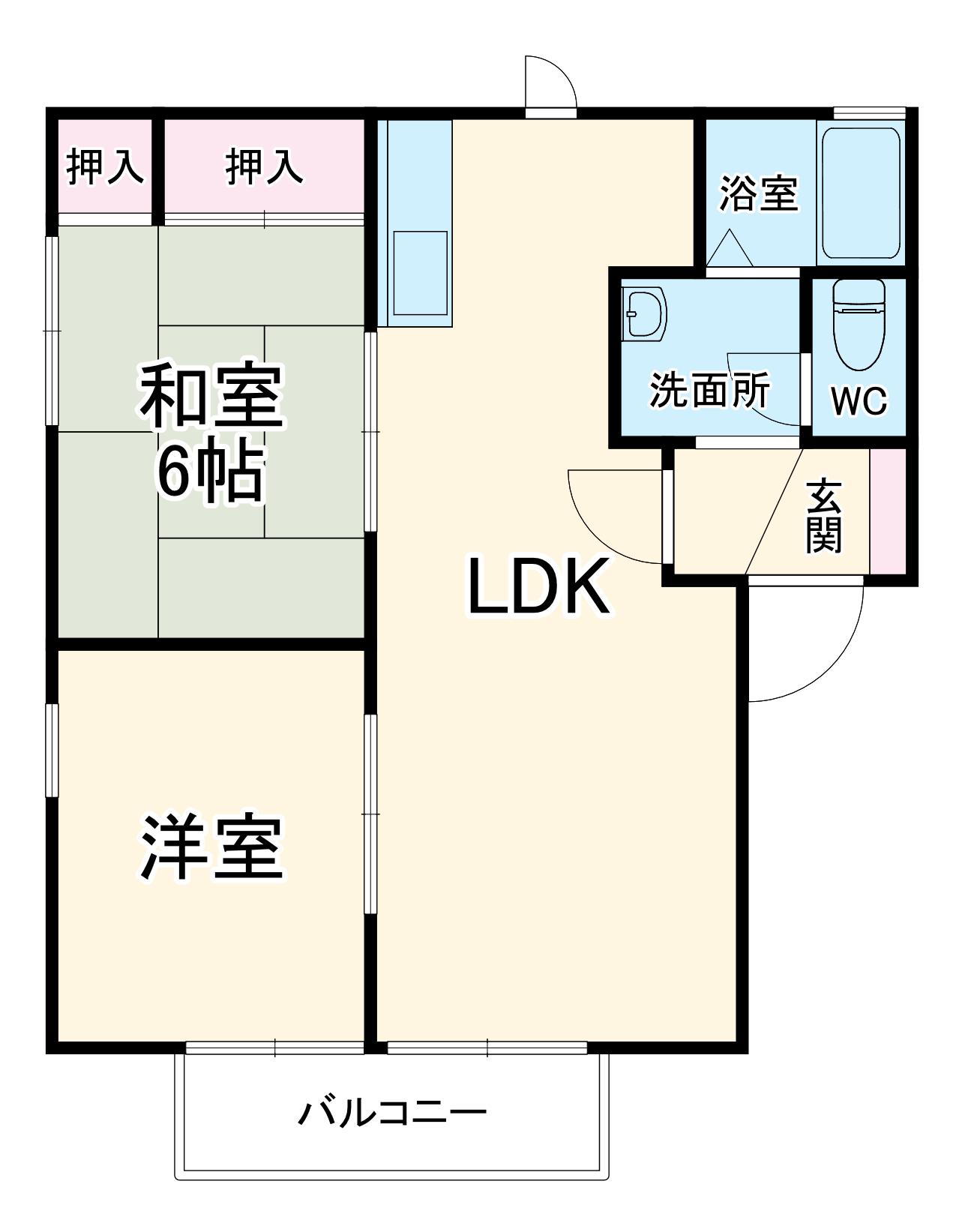 ハーモニー志津G(2LDK/2階)の間取り写真