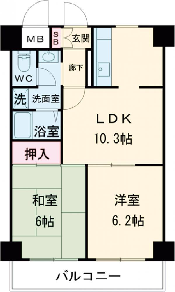 スカイフォーラム小岩(2LDK/11階)の間取り写真