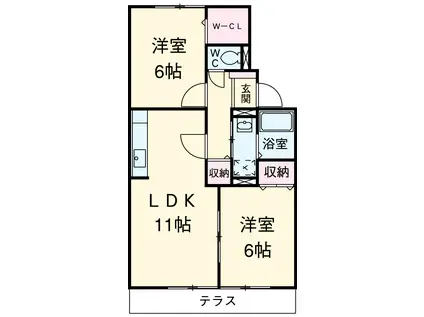 ヴァン・ホーリー(2LDK/2階)の間取り写真