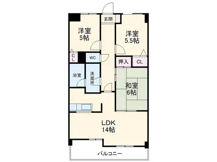 甚目寺マンション(3LDK/3階)の間取り写真