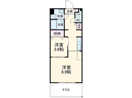 アイディール中台B館(1SK/1階)の間取り写真