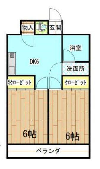綾瀬レジデンス(2DK/8階)の間取り写真