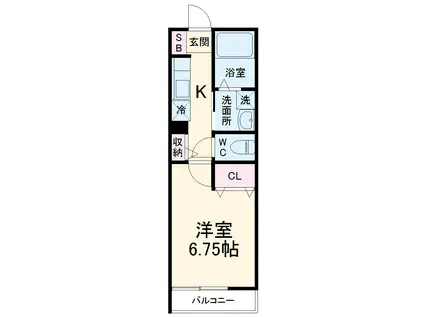 グランディール(1K/3階)の間取り写真