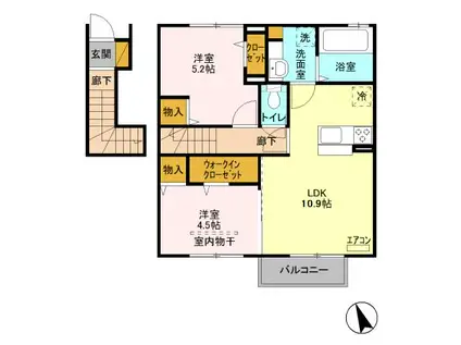DEL SOL 結城(2LDK/2階)の間取り写真