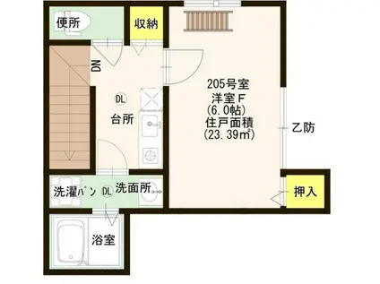 リヴィエール綾瀬(1K/2階)の間取り写真