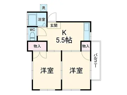 第三グリーンハイム(2DK/2階)の間取り写真