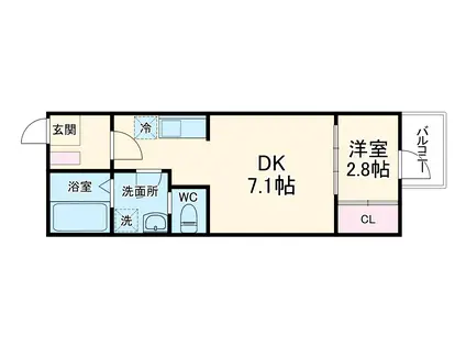 ハーモニーテラス亀島Ⅱ(1DK/3階)の間取り写真