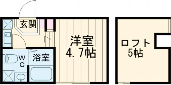 ハーモニーテラス鎌倉Ⅲ(1K/2階)の間取り写真