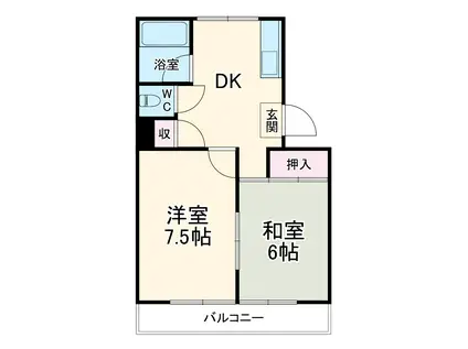 アサヒコーポラス(2DK/2階)の間取り写真