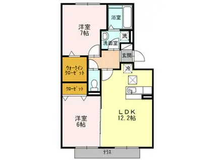 ラフィーネ野立(2LDK/3階)の間取り写真