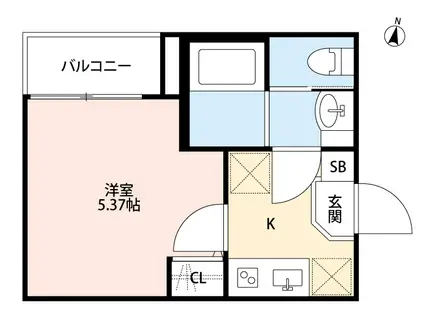 シャムロック北小岩(1K/2階)の間取り写真