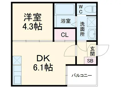 ハーモニーテラス高道町3(1DK/3階)の間取り写真