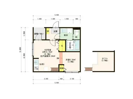 ハーモニーテラス上石川町5(1LDK/1階)の間取り写真