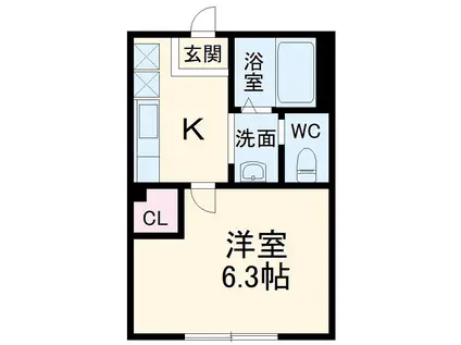 勝田台PDⅠ(1K/2階)の間取り写真