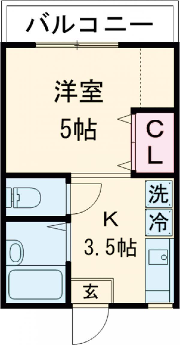 青山マンション(1K/3階)の間取り写真