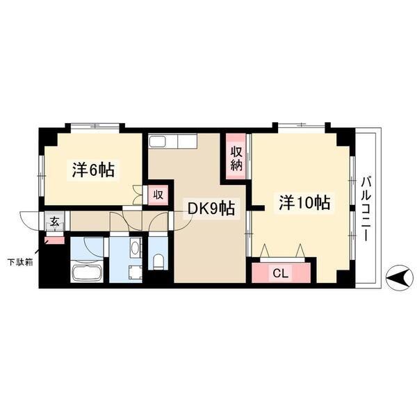 ロイヤルマンション横井(2LDK/4階)の間取り写真