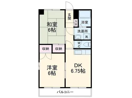 エムズハウス八社(2DK/2階)の間取り写真