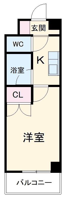 第2コーポ魚半(1K/3階)の間取り写真