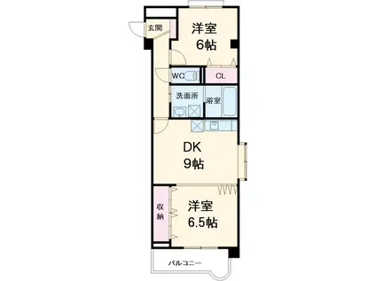 WHOLLY TOP(2DK/2階)の間取り写真