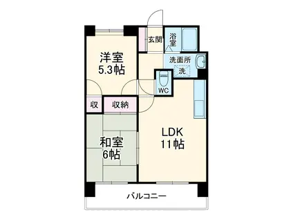 コスモⅡ(2LDK/6階)の間取り写真