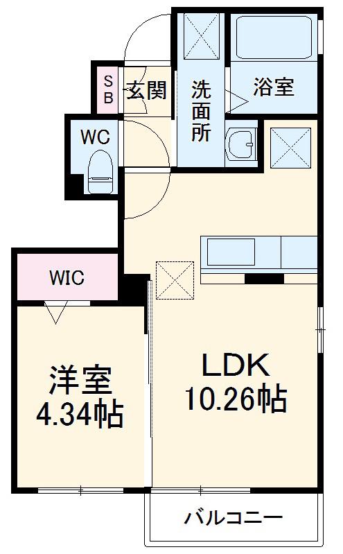 ルメルシィ2(1LDK/1階)の間取り写真