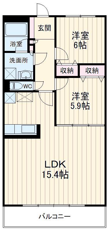 アーバンポイント三好Ⅱ(2LDK/4階)の間取り写真