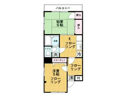 メゾン・トゥルーワン(2K/2階)の間取り写真