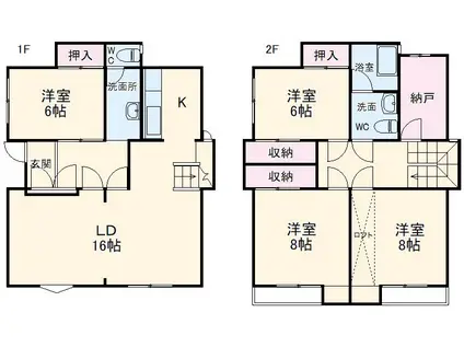 京成電鉄本線 京成臼井駅 徒歩17分 2階建 築46年(4SLDK)の間取り写真