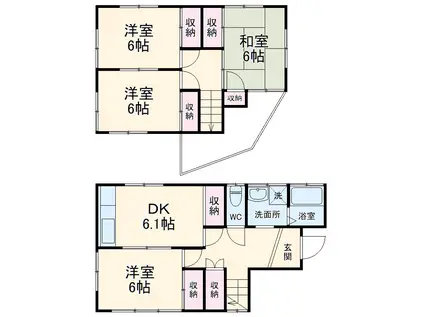 京成電鉄本線 勝田台駅 徒歩10分 2階建 築46年(4DK)の間取り写真