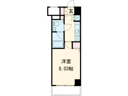 ミルーナヒルズ白鳥・アリビエ(1K/4階)の間取り写真