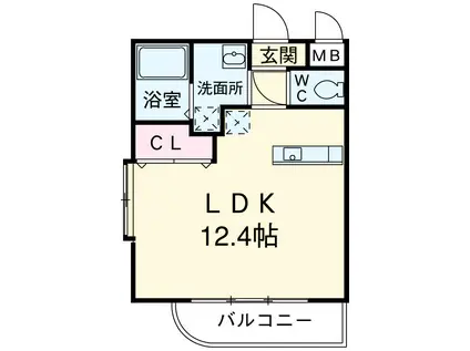 アンビシャス(ワンルーム/2階)の間取り写真