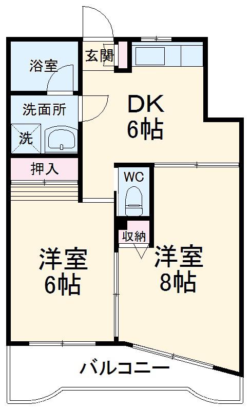 コモラード橋本Ⅱ(2DK/1階)の間取り写真