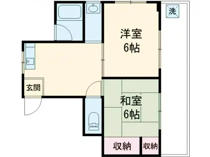 ハイツタナカ(2DK/3階)の間取り写真