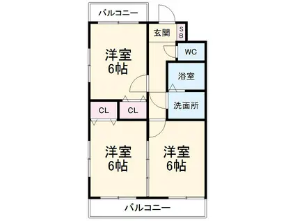 サンイースト京王橋本(2DK/4階)の間取り写真