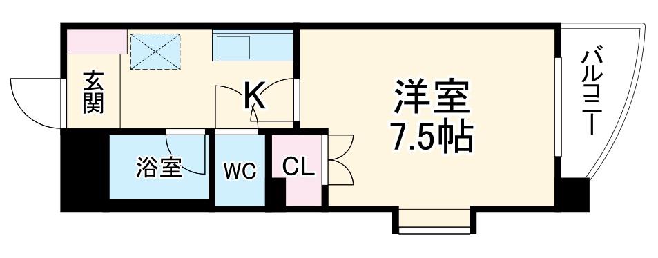 エバーグリーン明治(1K/2階)の間取り写真