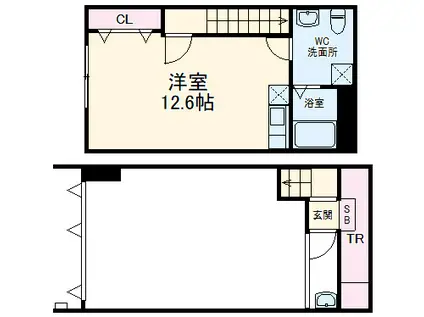 ガレージハウスK(ワンルーム)の間取り写真