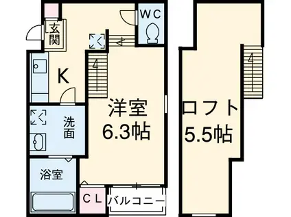 カシミール本陣(1K/1階)の間取り写真