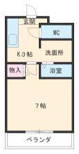ハイツ草薙(1K/4階)の間取り写真