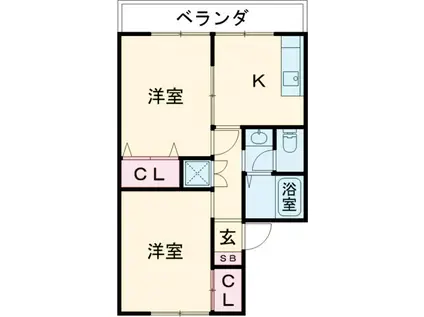 コーポオオゴA棟(2DK/2階)の間取り写真