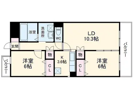 プランドール藤久(2LDK/1階)の間取り写真
